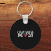 Firefighter Mom Fireman Gift Proud Firefighter Quo Sleutelhanger (Voorkant)