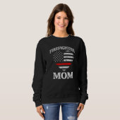 Firefighter Mom Patriotic US Flag Heart Funny Fire Trui (Voorkant volledig)