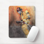 Firefighter Mouse Pad Fireman Watercolor Miranda Muismat (Met muis)