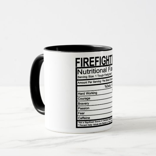 Firefighter Nutritional Facts Mok (Voorkant links)