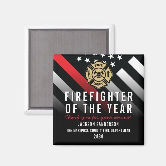 Firefighter of the Year Badge Logo Employee Magneet (Voorkant / Achterkant)