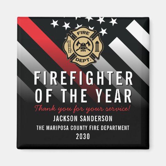 Firefighter of the Year Badge Logo Employee Magneet (Voorkant)