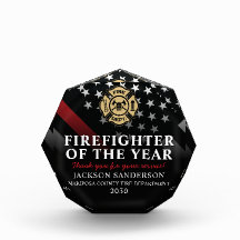 Firefighter of the Year Employee Badge Red Line