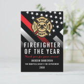 Firefighter of the Year Employee Logo Red Line Kaart (Staand voorkant)
