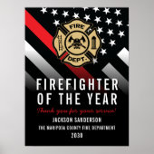 Firefighter of the Year Employee Logo Red Line Poster (Voorkant)