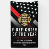 Firefighter of the Year Employee Logo Red Line Spandoek (Verticaal)