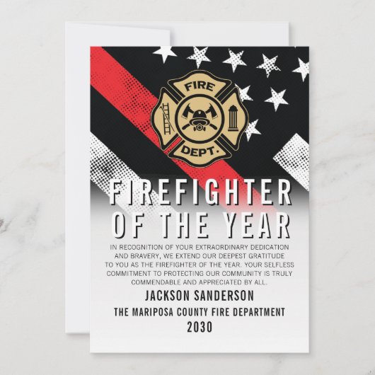 Firefighter of the Year Employee Recognition Logo Kaart (Voorkant)