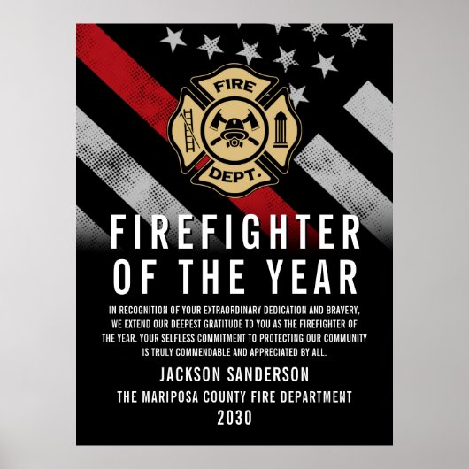 Firefighter of the Year Employee Recognition Logo Poster (Voorkant)