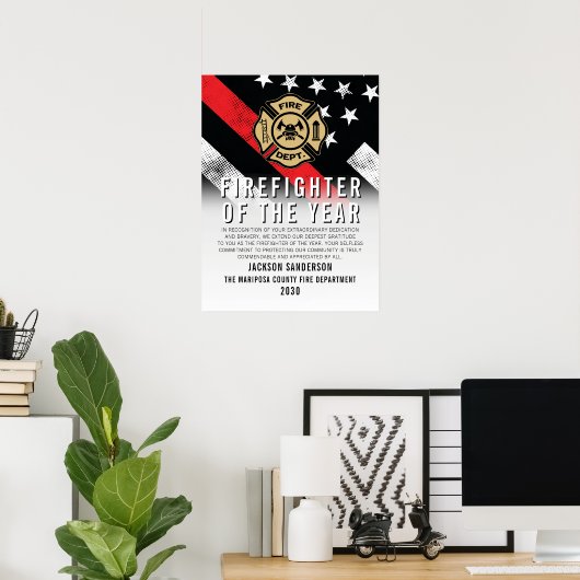Firefighter of the Year Employee Recognition Logo Poster (Thuiskantoor)