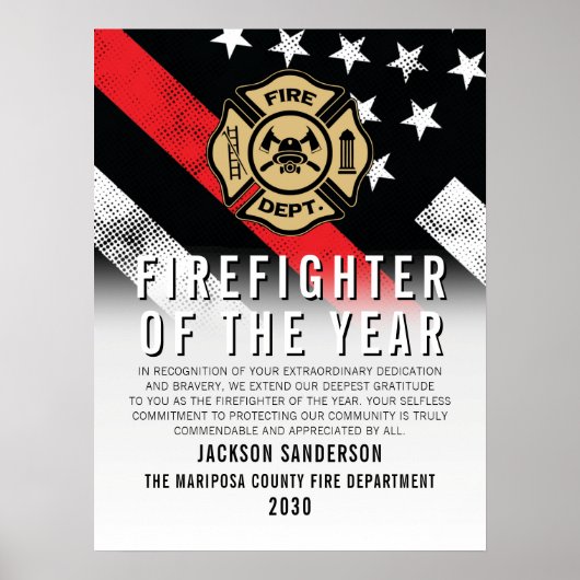 Firefighter of the Year Employee Recognition Logo Poster (Voorkant)