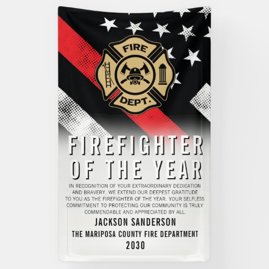 Firefighter of the Year Employee Recognition Logo Spandoek (Verticaal)