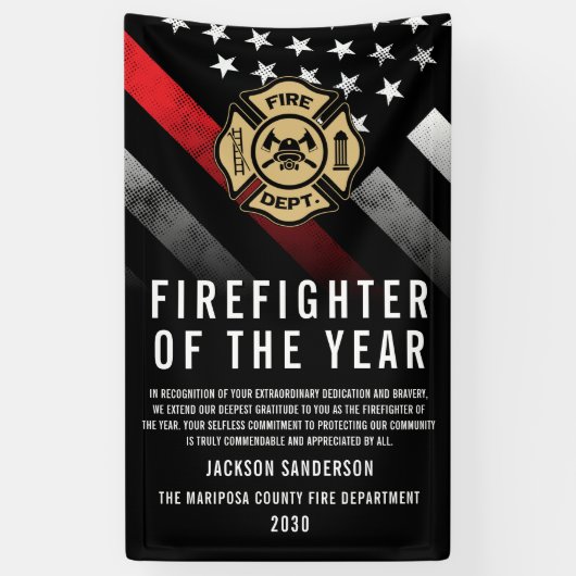 Firefighter of the Year Employee Recognition Logo Spandoek (Verticaal)