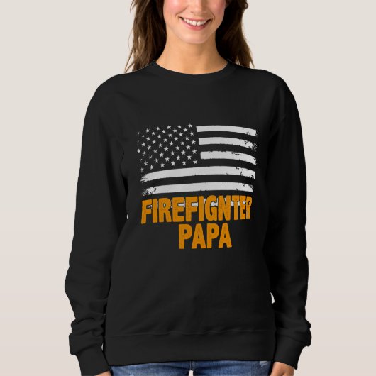 Firefighter Papa American Flag Vaderdag Trui (Voorkant)