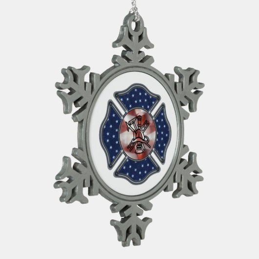 Firefighter Patriotic Dept Tin Sneeuwvlok Ornament (Links)