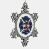 Firefighter Patriotic Tin Sneeuwvlok Ornament (Links)