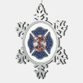 Firefighter Patriotic Tin Sneeuwvlok Ornament (Rechts)