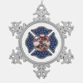 Firefighter Patriotic Tin Sneeuwvlok Ornament (Voorkant)