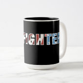 Firefighter Patriotic Tweekleurige Koffiemok (Voorkant rechts)