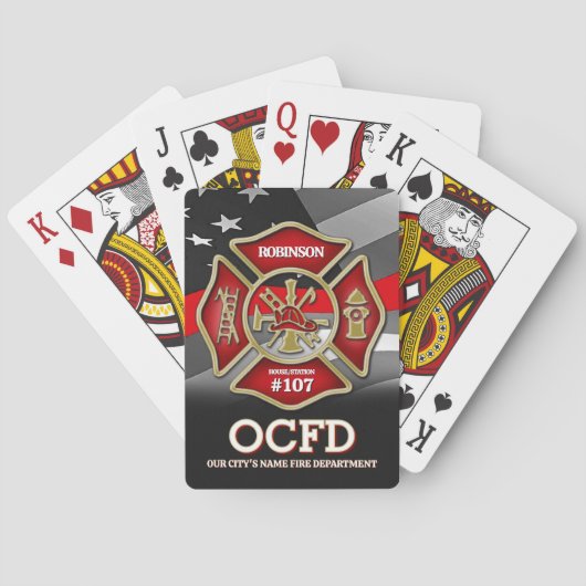Firefighter Personalized Playing Cards Pokerkaarten (Achterkant)