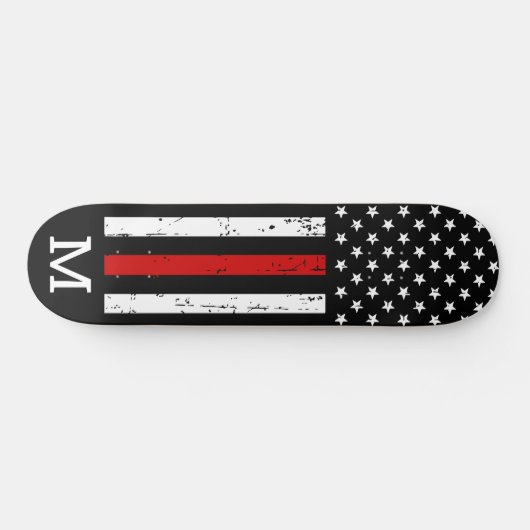 Firefighter Personated Monogram Thin Red Line Persoonlijk Skateboard (Horizontaal)