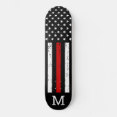 Firefighter Personated Monogram Thin Red Line Persoonlijk Skateboard (Voorkant)