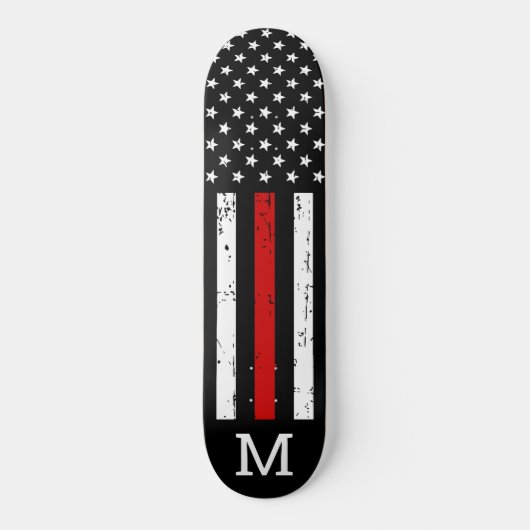 Firefighter Personated Monogram Thin Red Line Persoonlijk Skateboard (Voorkant)
