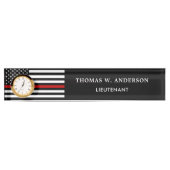 Firefighter Personated Thin Red Line Clock Naambordje (Voorkant)