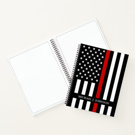 Firefighter Persoonlijke naam Thin Red Line Notitieboek (Binnen)