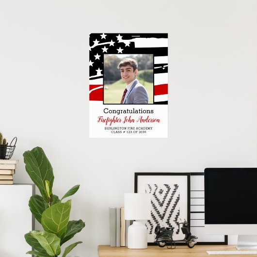 Firefighter Photo Thin Red Line Afstuderen Welcome Poster (Thuiskantoor)