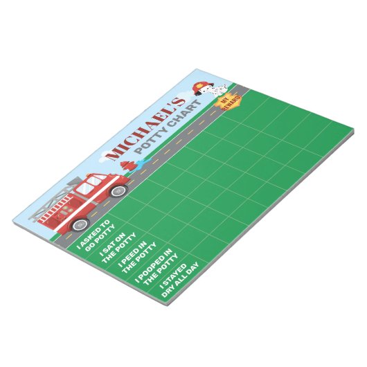 Firefighter Potty Chart Persoonlijke naam & Taken Notitieblok (Schuin)