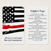 Firefighter Prayer Card Thin Red Line Afstuderen Visitekaartje (Voorkant /achterkant)