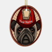 Firefighter Pug Keramisch Ornament (Rechts)