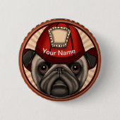 Firefighter Pug Ronde Button 5,7 Cm (Voorkant)