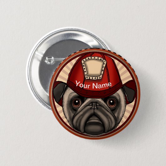 Firefighter Pug Ronde Button 5,7 Cm (Voorkant /achterkant)