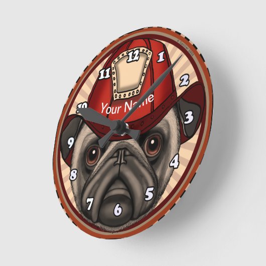 Firefighter Pug Ronde Klok (Hoek)