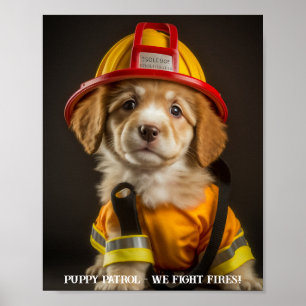 Firefighter Puppy Poster of losbladig papier