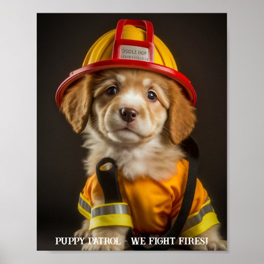 Firefighter Puppy Poster of losbladig papier (Voorkant)