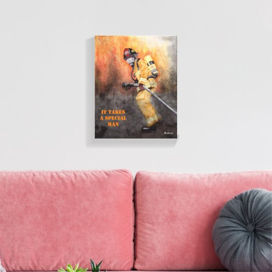 Firefighter Ready for Duty Personalize NAME Canvas Afdruk (Insitu (Woonkamer))