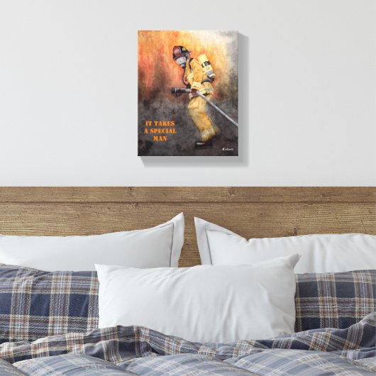 Firefighter Ready for Duty Personalize NAME Canvas Afdruk (Insitu (Slaapkamer))