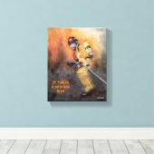 Firefighter Ready for Duty Personalize NAME Canvas Afdruk (Insitu (Houten vloer))