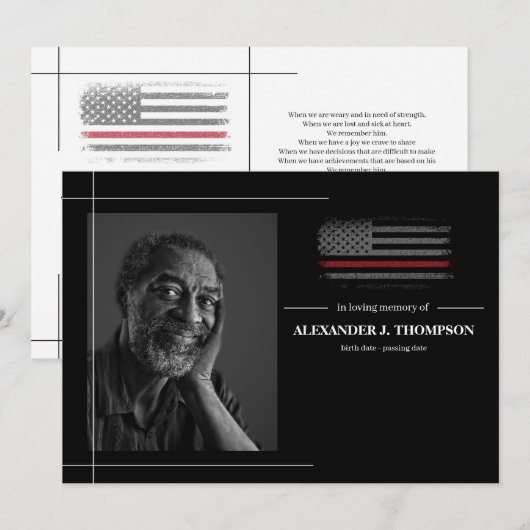 FireFighter Red Flag in het houden van geheugen be Bedankkaart (Voorkant / Achterkant)