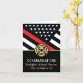 Firefighter Red Lin Flag Fire Academy Graduation Kaart (Gele Bloem)