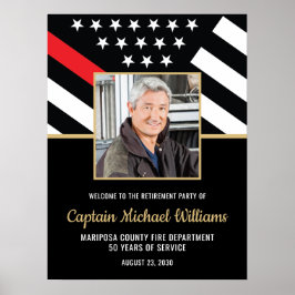 Firefighter Red Line Photo Retirement Welcome Poster