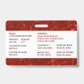 Firefighter Red Marble Photo Signature ID Badge (Achterkant)