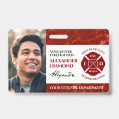 Firefighter Red Marble Photo Signature ID Badge (Voorzijde)