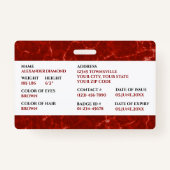 Firefighter Red Marble Photo Signature ID Badge (Achterkant)
