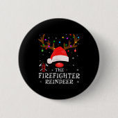 Firefighter Reindeer Family Matching Christmas Pjs Ronde Button 5,7 Cm (Voorkant)