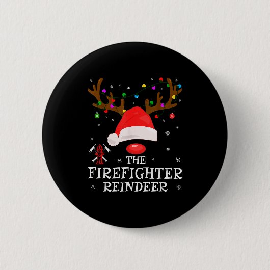 Firefighter Reindeer Family Matching Christmas Pjs Ronde Button 5,7 Cm (Voorkant)