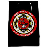 Firefighter Rescue ADD NAME Fire Department Badge Medium Cadeauzakje (Achterkant)