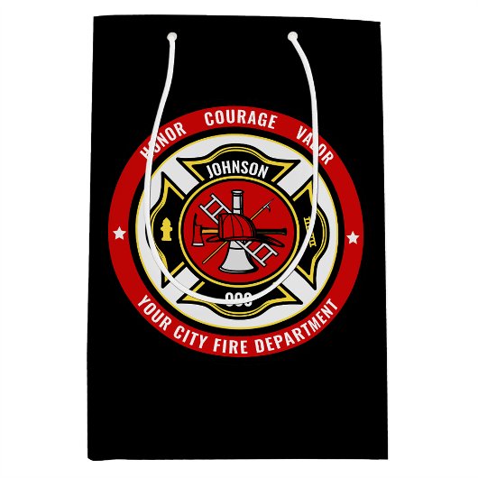 Firefighter Rescue ADD NAME Fire Department Badge Medium Cadeauzakje